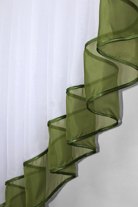 Кухонная занавеска VR-Textil № 023к оливковый с белым 150х150 см (50-524) Киев - изображение 5