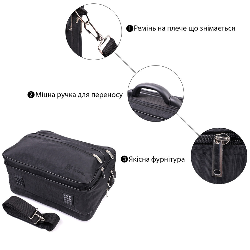 Мужская сумка с надежной пластиковой ручкой из полиэстера FABRA 22587 Черный Киев - изображение 6