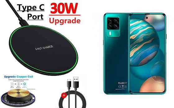 Беспроводное зарядное устройство Copper до 30W для Doogee S96, S96 GT, S96 Pro, USB-C, LED Киев