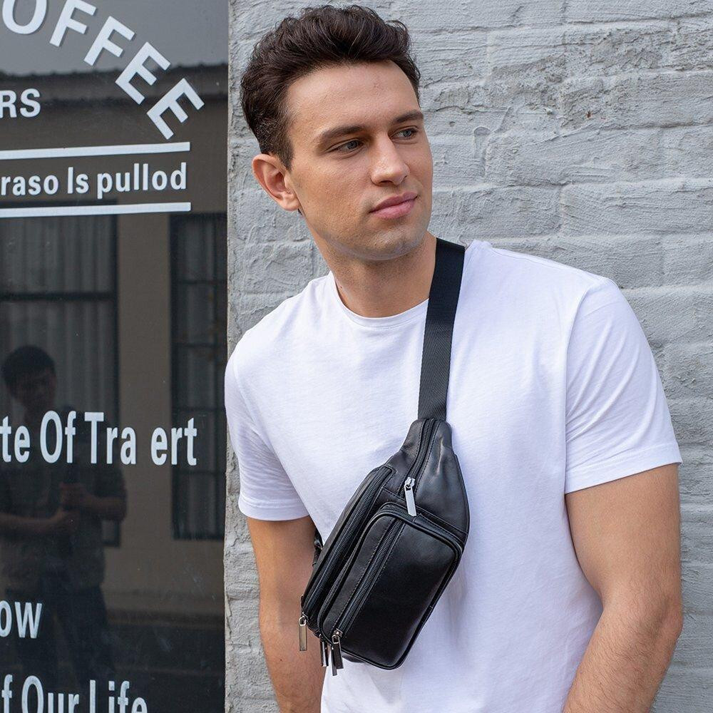 Сумка поясна з овечої шкіри Vintage 20205 Чорна Київ - фото 10