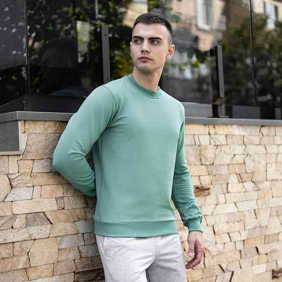 Світшот чоловічий однотонний зелений Pobedov 001 Київ