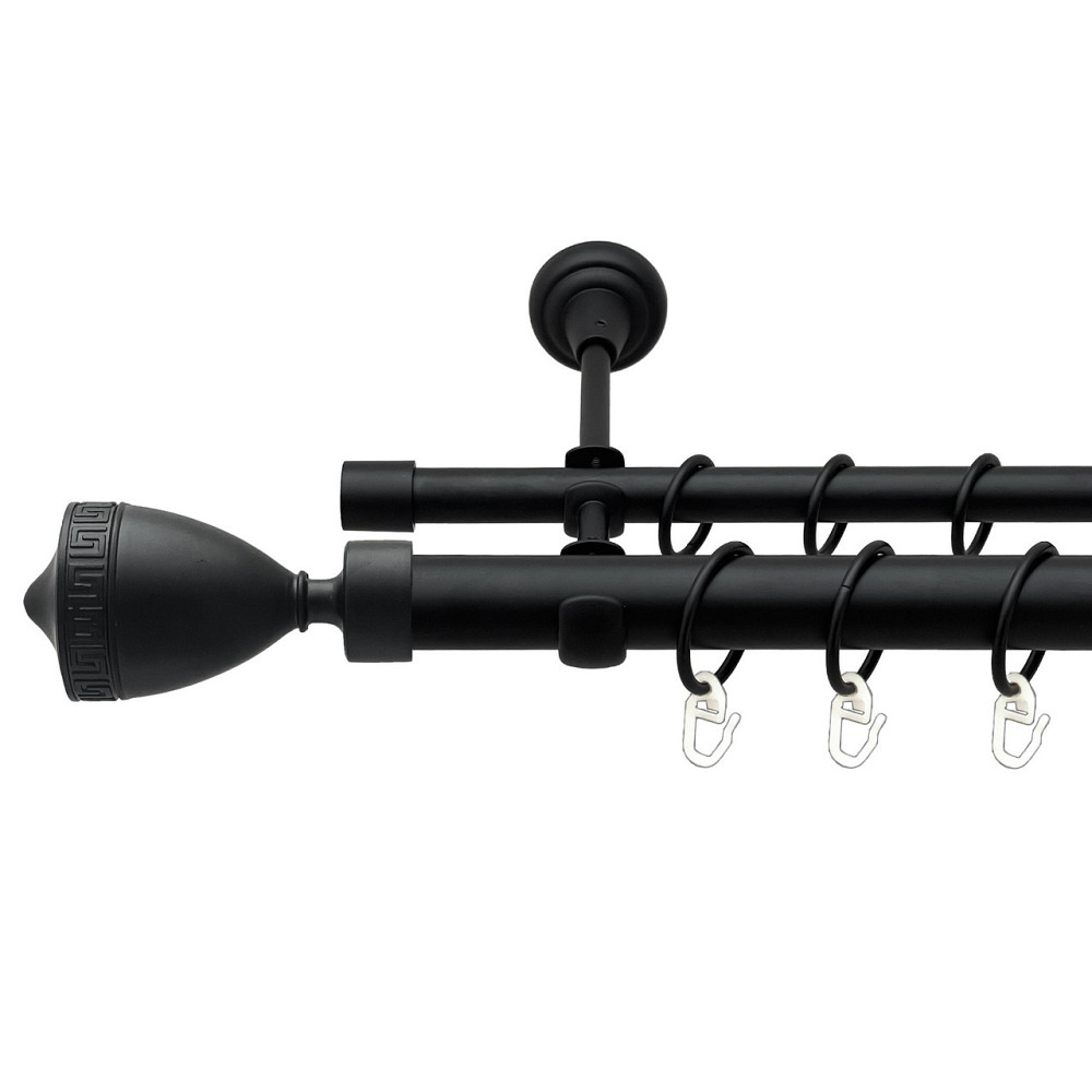 Карниз Orvit Афіна металевий дворядний відкритий гладка труба кільце металеве Чорний Оксамит 25\16 мм 200 см Львов - изображение 1