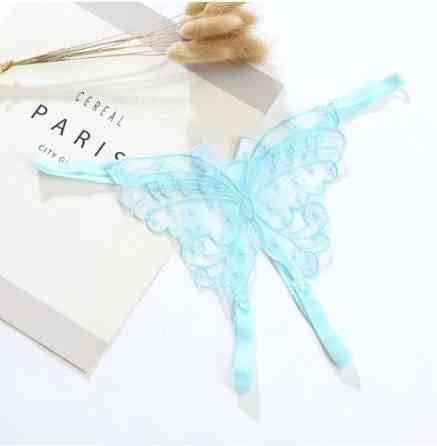 Трусики с бабочкой голубые стринги - размер универсальный, резинка до 100см Киев