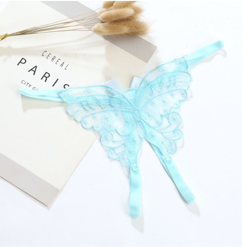 Трусики с бабочкой голубые стринги - размер универсальный, резинка до 100см Киев - изображение 1