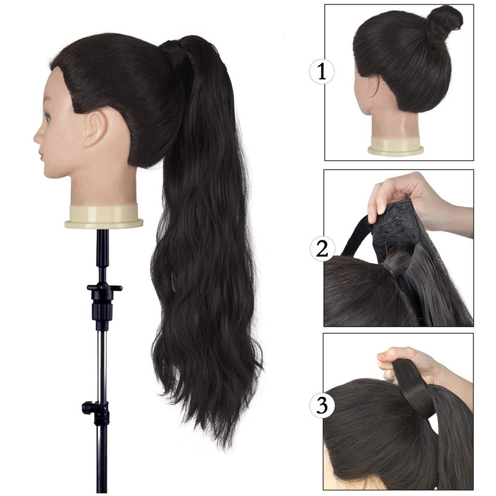 Хвост накладной темно-каштановый с красным оттенком, шиньон на клипсе термостойкий длинный 60 см волнистый Киев - изображение 4