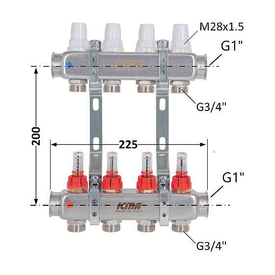 Колектор із витратами (неірж.) 1"х4 Icma № К073 Київ