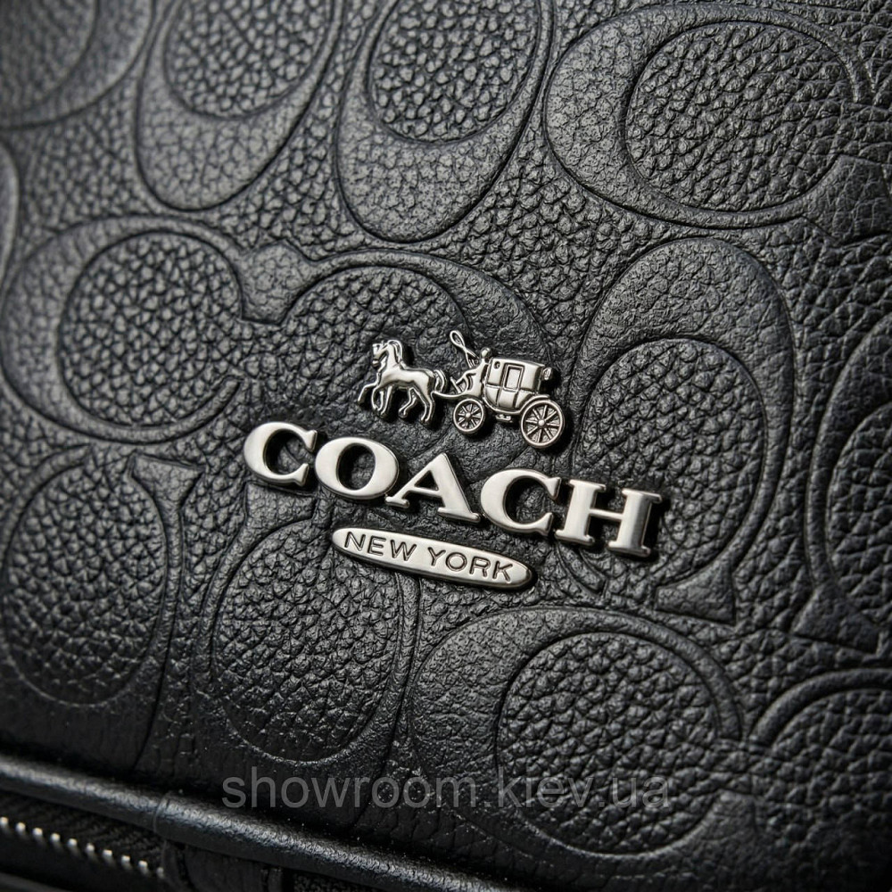 Мужская сумка на грудь (слинг), бананка Coach (77-2517) черная Киев - изображение 4