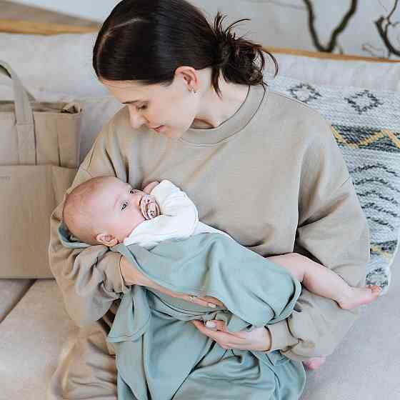 Легкий плед/Трикотажна пелюшка сірувато-зелений Київ