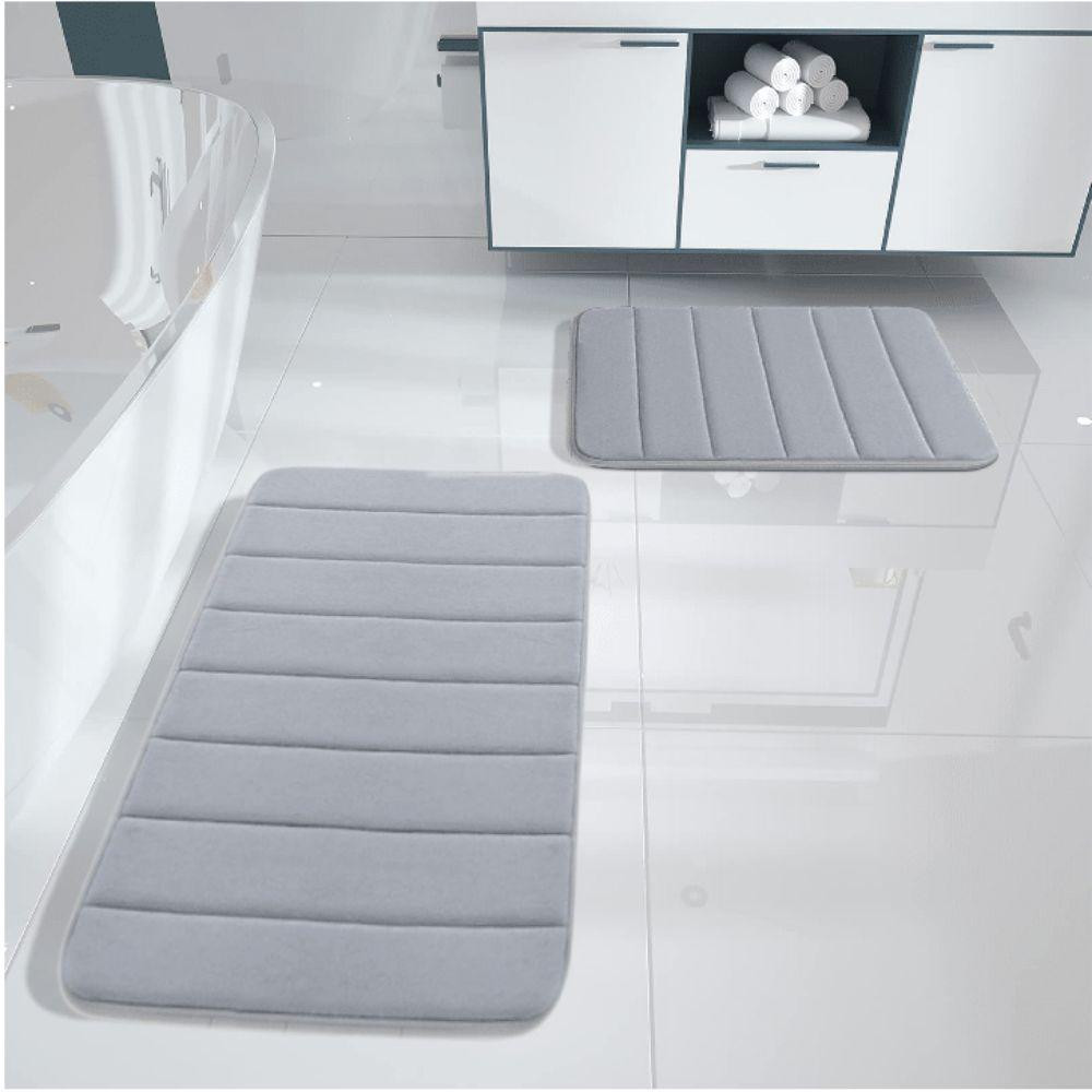 Набор 2 коврика для ванной Aquarius с эффектом памяти 50х80 см, 40х60 см  Темно-Бежевый в полоску Буча - изображение 1