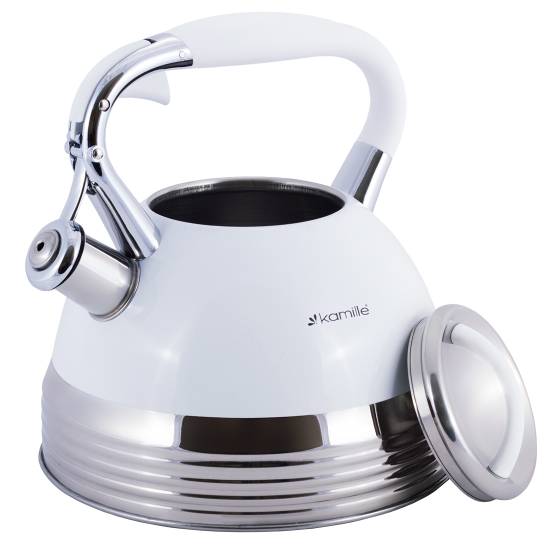 Чайник 2,7л нержавіюча сталь зі свистком з ручкою "soft-touch" (білий,беж,чорний) 0696WH KAMILLE Житомир - фото 4