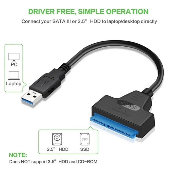 Перехідник USB-SATA 22pin 24 см Київ - фото 2