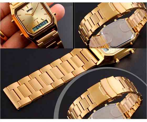 Наручний чоловічий годинник Skmei 1220 Tango Золоті Вінниця