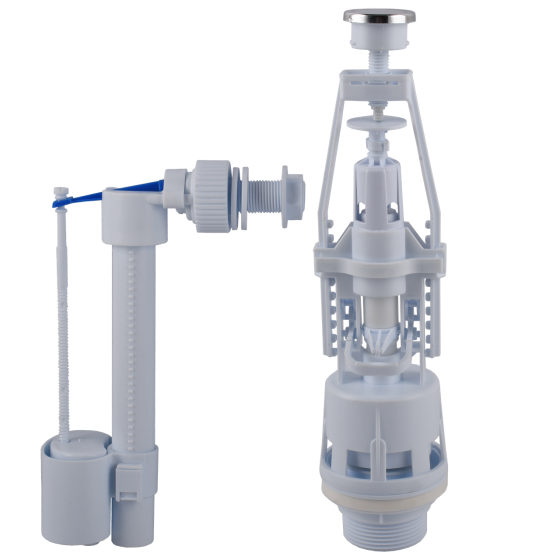 Набор для бачка унитаза OPTIMUM бок подв пласт 1/2″ и сливним механизмом с одной кнопкой OPTI 1010 (000031463) Киев