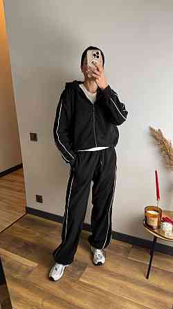 Женский теплый костюм двойка с кантом двухсторонний флис Черный, 44/46 Одесса