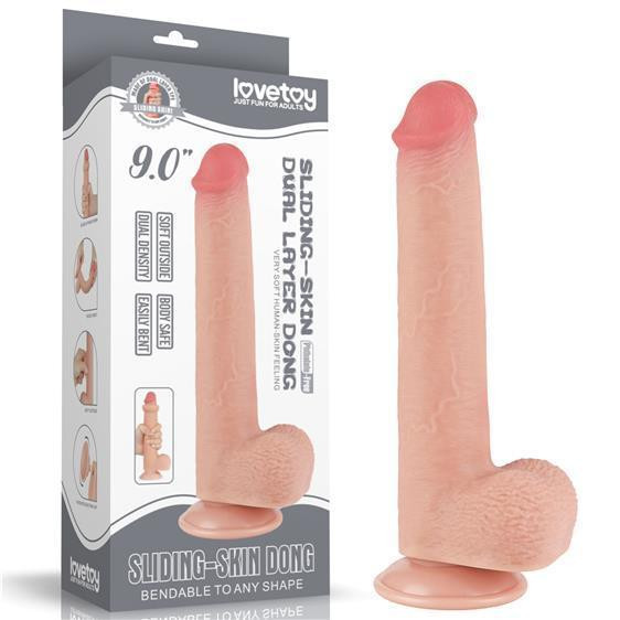 Фалоімітатор - Sliding-Skin Dual Layer Dong 9" Flesh Sex Aura Київ - фото 1