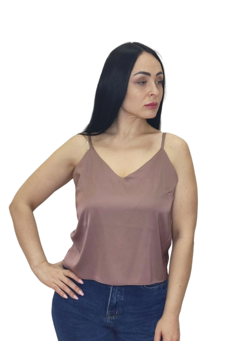 Шелковая майка на тонких бретельках Какао XL/2XL Харьков - изображение 5