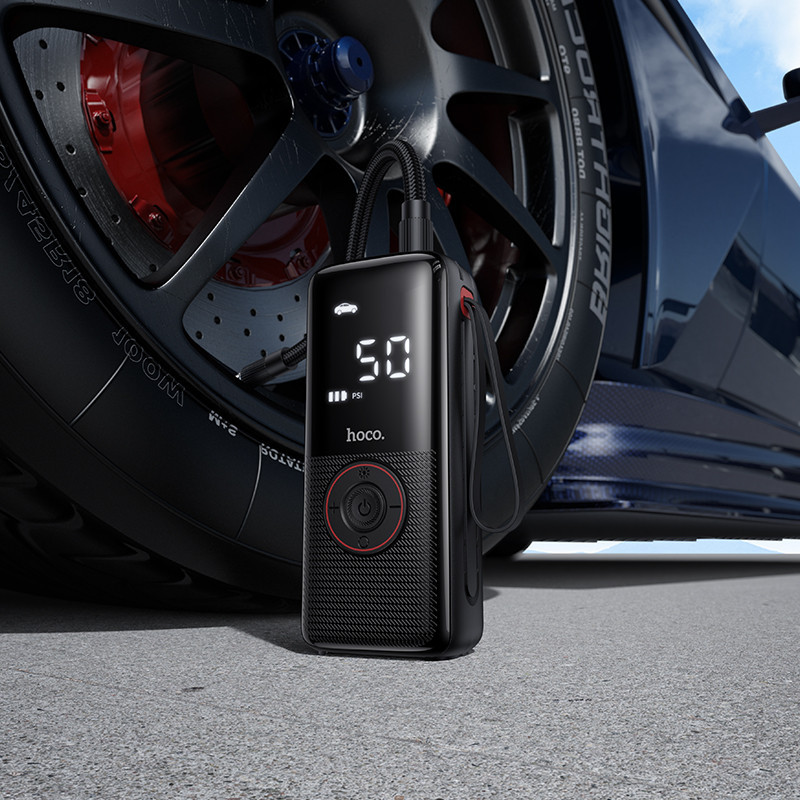 Автомобільний насос HOCO ZP18 Enlighten portable smart air pump Black Одеса - фото 8