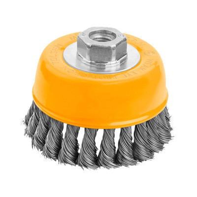 Щітка для електроінструменту Tolsen чашка плетена 125 мм М14, стальний дріт 0.5 мм (77613) Вінниця - фото 1