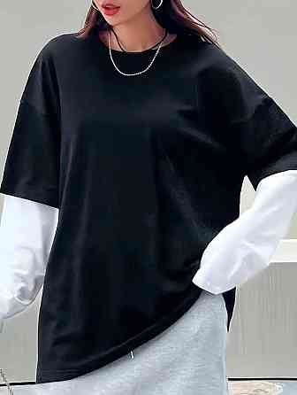 Универсальный унисекс лонгслив оверсайз кроя с эффектом двух слоев двунитка Одесса