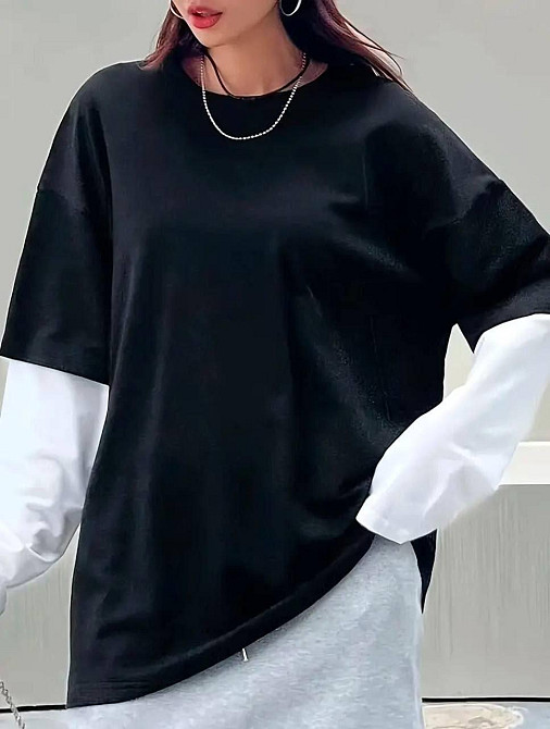 Універсальний унісекс лонгслів оверсайз крою з ефектом двох шарів двонитка Одеса - фото 3