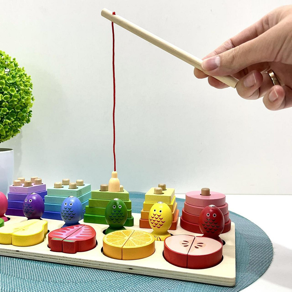 Дошка логічна WToys сортер геометричні фігури фрукти магнітна гра рибалка (68379) Чернігів - фото 5