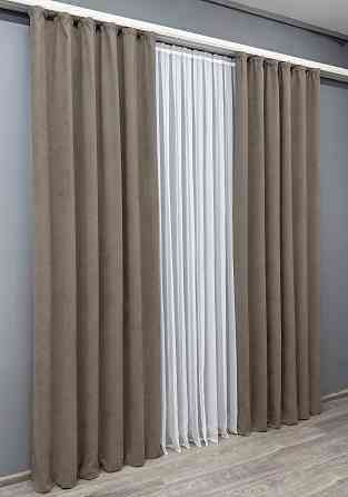 Комплект готовых штор VR-Textil Микровелюр Petek YL № 1707ш Какао 150х270 см 2 шт (33-0763) Киев