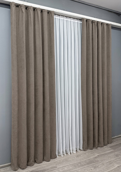 Комплект готовых штор VR-Textil Микровелюр Petek YL № 1707ш Какао 150х270 см 2 шт (33-0763) Киев - изображение 4