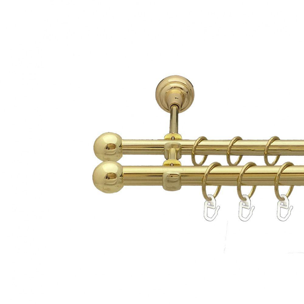 Карниз Orvit Куля Болонь металевий дворядний відкритий гладка труба кільце металеве Золото 19\16 мм 300 см Львов - изображение 1