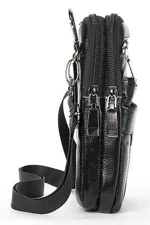 Невелика шкіряна поясна сумка Чорний (Vintage) Київ