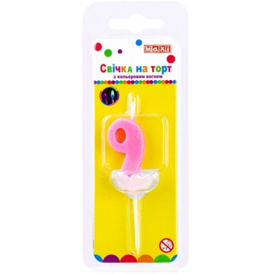 Свеча Maxi двостороння "9" з кольоровим вогнем, розмір 20*8*40 мм (MX622093-9) Винница - изображение 1
