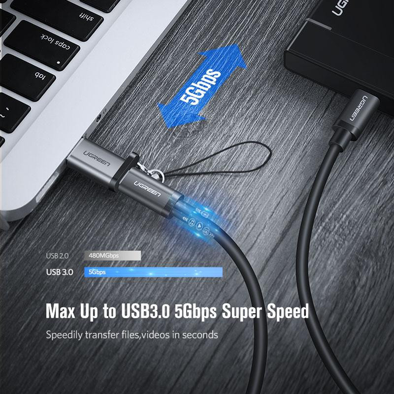 Перехідник-адаптер USB 3.0 до Type-C Ugreen US276 (Темно-сірий) Миколаїв - фото 5
