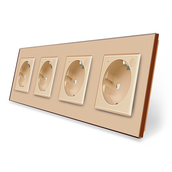 Чотиримісна розумна розетка ZigBee із заземленням Livolo золотий (VL-C7FCTC16AZ-8AP) Коломыя