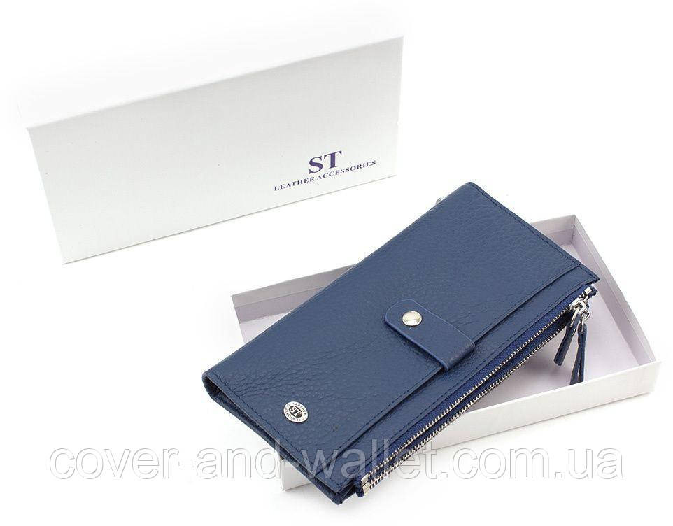 Універсальний шкіряний гаманець під купюри та картки блакитного кольору ST 420 Київ - фото 6