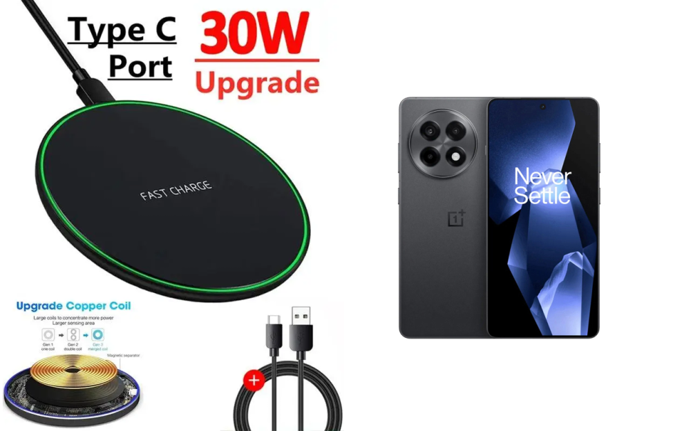 Бездротовий зарядний пристрій Copper до 30W для OnePlus Ace 5 Pro, USB-C, LED Київ - фото 5