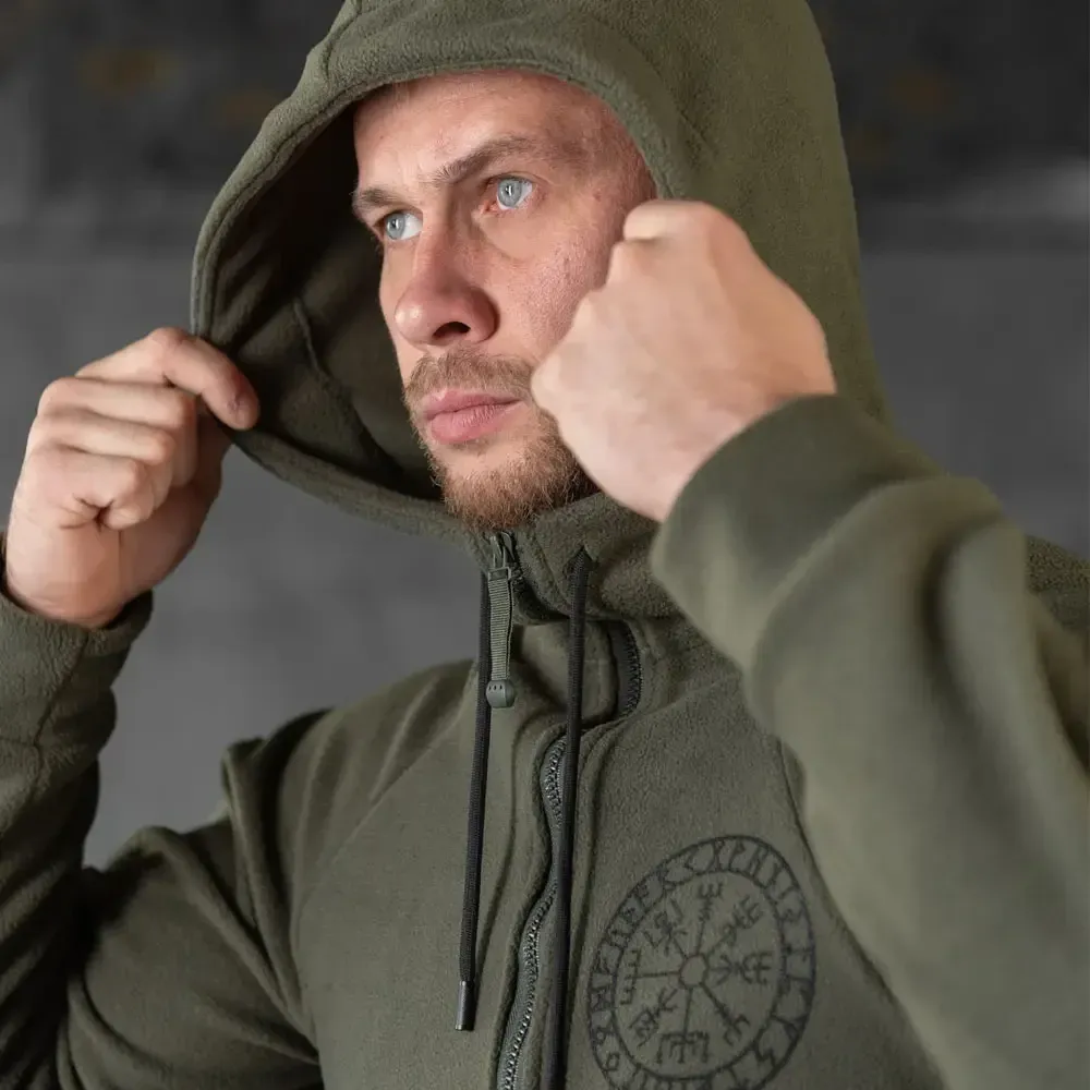 Худи флисовый тактические мужской теплый руны олива с капюшоном флиска для зимы Одесса - изображение 3