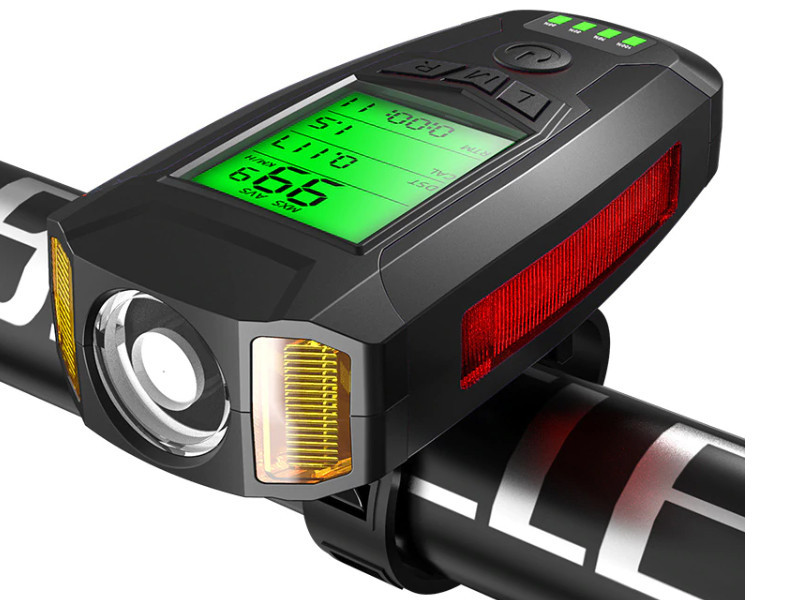 Вело фара с сигналом и велокомпьютером DEN-072 Feel Fit Бровары - изображение 1