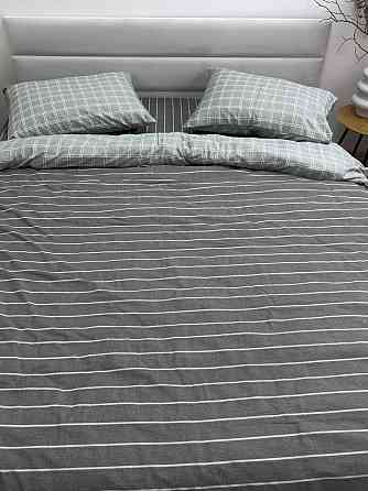 Ecotton Комплект постільної білизни Ecotton двоспальний 180х215 см сірий двосторонній клітинка Коломия
