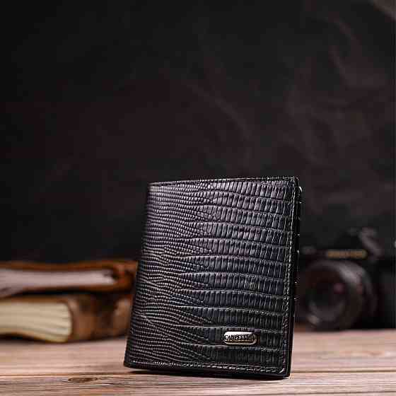 Шкіряне компактне портмоне для чоловіків Чорне (CANPELLINI) Київ