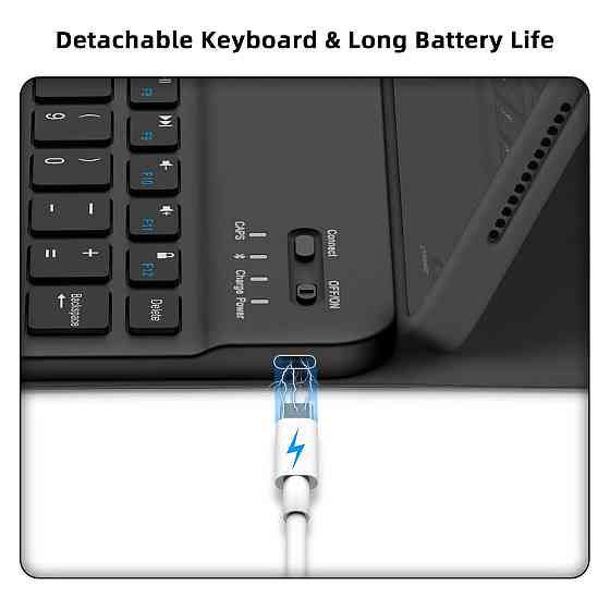 Чохол-клавіатура Bettdow для iPad Air/Pro 11" 2024/2025 чорний 360° обертання знімна QWERTY клавіатура Київ