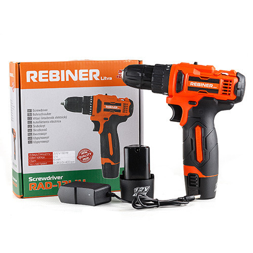 Акумуляторний шурупокрут Rebiner RAD-12LiH (12 В, 1400 об./хв) — Потужний інструмент із гарантією 36 міс Львів - фото 1
