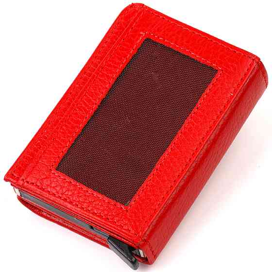Женский картхолдер в три сложения с автоматическим механизмом из натуральной кожи флотар CANPELLINI 21933 Красный Киев