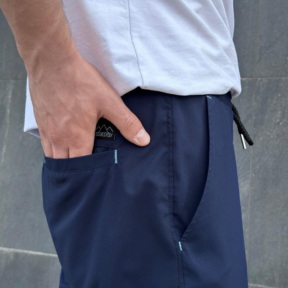 Чоловічі штани джогери з кишенями сині Pobedov Vershyna Київ - фото 2