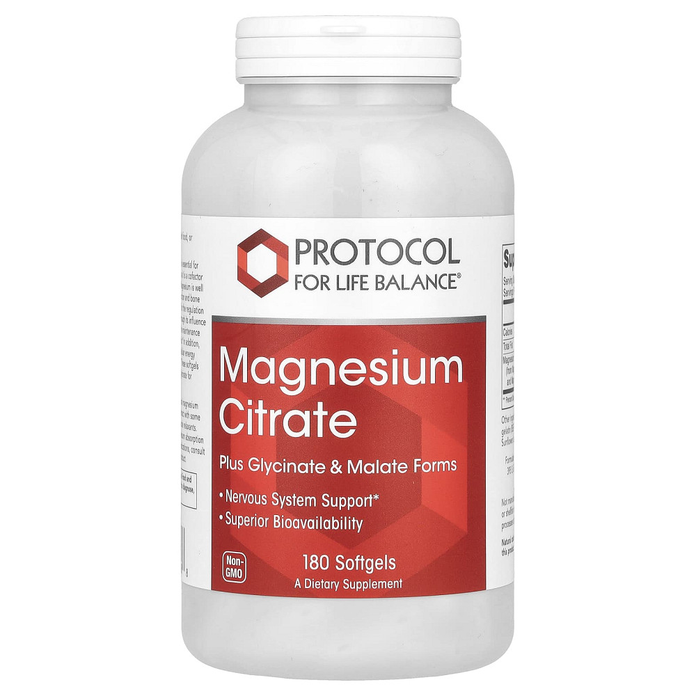 Магний цитрат, Magnesium Citrate, Protocol for Life Balance, 180 гелевых капсул Луцьк - фото 1