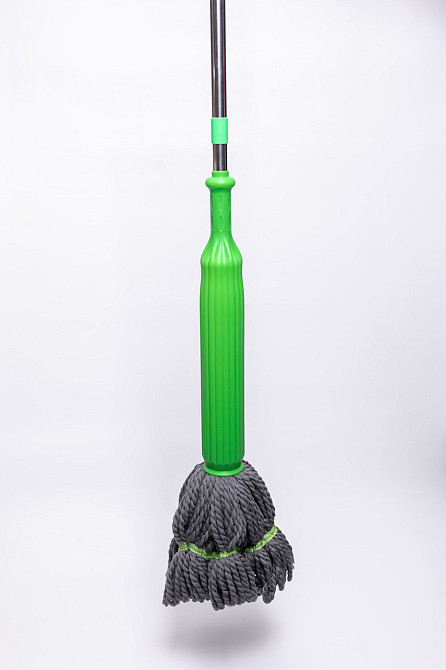 Швабра для вологого прибирання з металевою ручкою та круглою насадкою з мікрофібри для дому, офісу HP-35015-43 Коломия - фото 3
