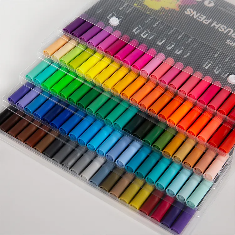 Набір акварельних маркерів Brush для скетчингу та малювання 100 кольорів, маркери Brush акварельні двосторонні Кам'янець-Подільський - фото 6