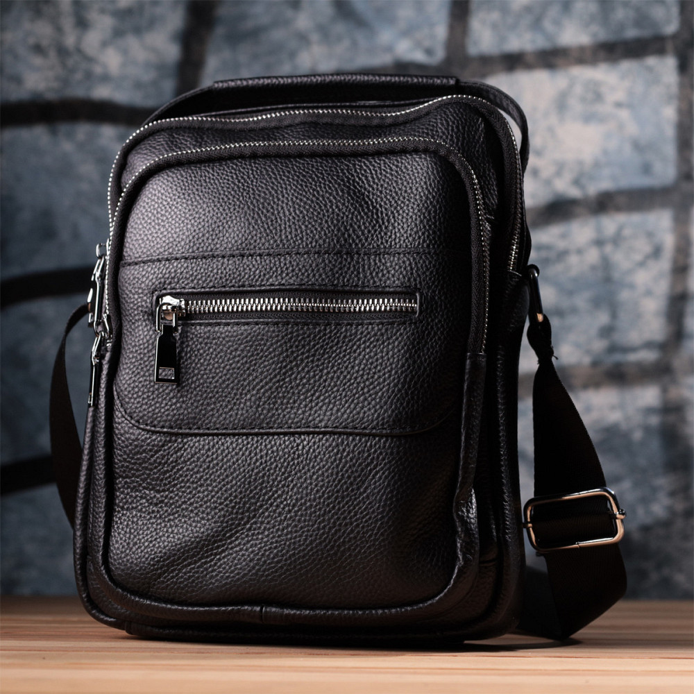 Стильная вертикальная сумка для мужчин из натуральной кожи Vintage sale_15113 Черный Киев - изображение 10