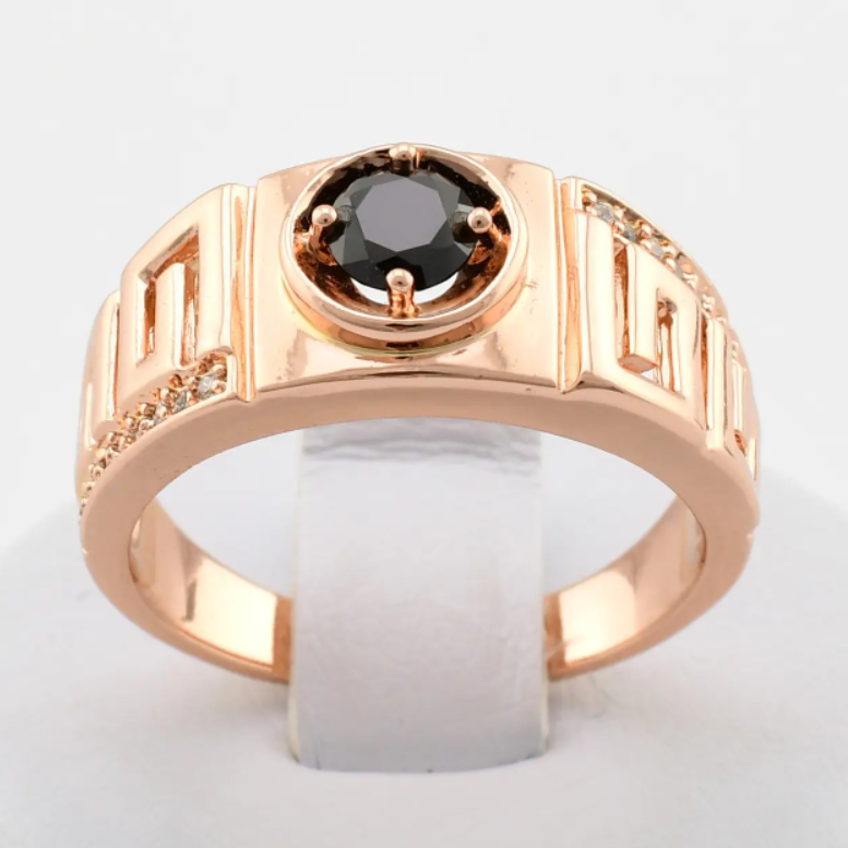 Печатка Xuping 11265 черные фианиты, позолота РО, ширина 9 мм, размер 20, вес 5,2 г, мужская Киев - изображение 2