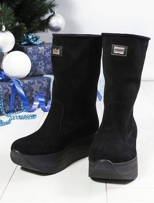 Угги жіночі ARLEN БК-LX-B чорні (зима, замша натуральна) (4005) лише 40р. 40 Коломия - фото 1