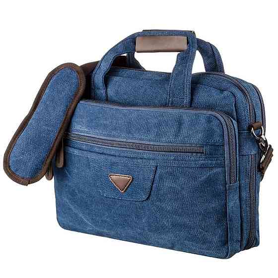 Сумка текстильная для ноутбука на два отделения Vintage 20179 Синяя Киев