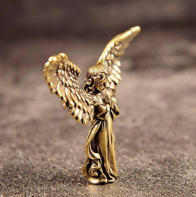 Фігурка ангела з латуні 4.5 см, статуетка ангел-охоронець, декоративний талісман, подарунок Київ - фото 3